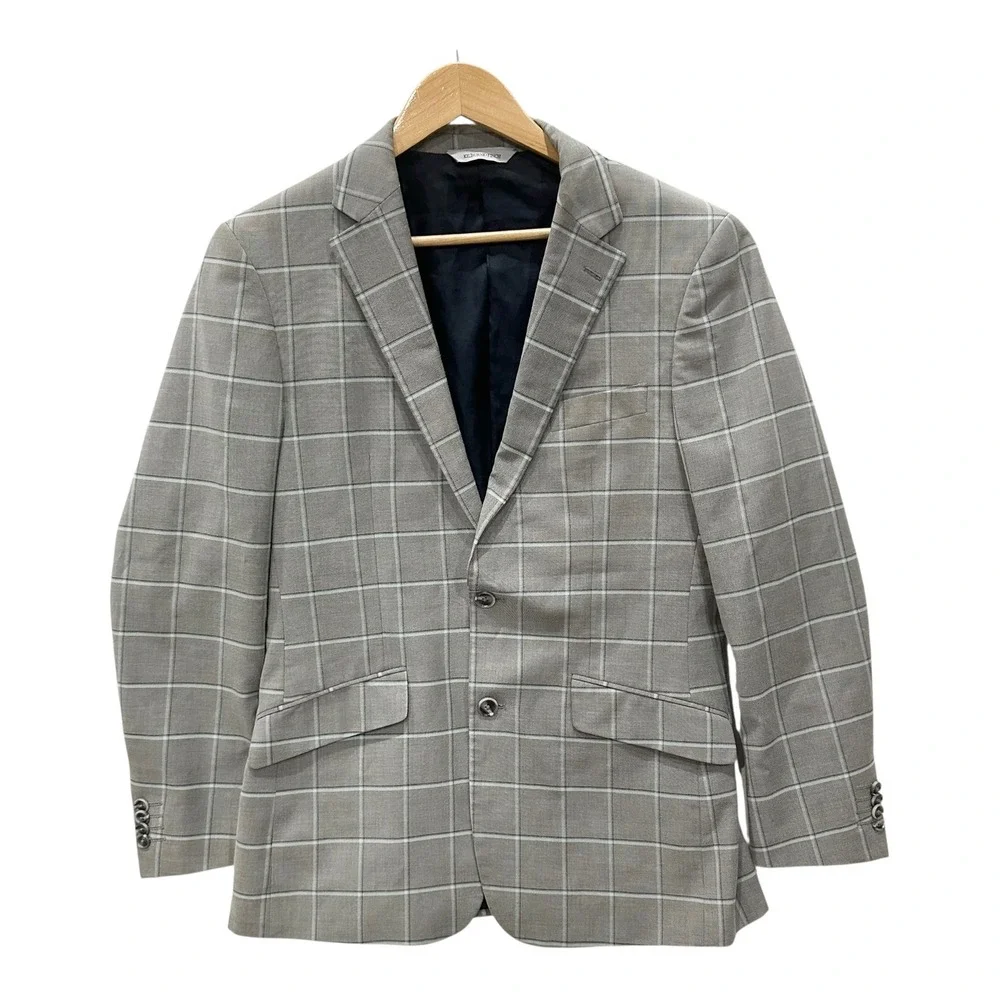 Kilburne + Finch Gray Windowpane Sport Coat Blazer 38R Tailored Fit